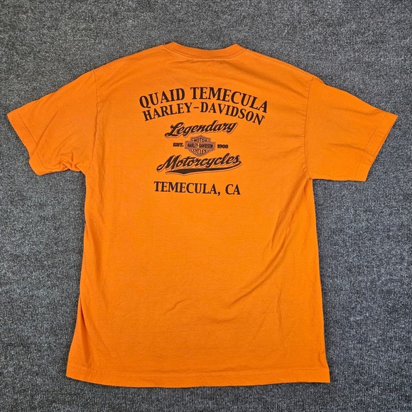 Harley Davidson Graphic T-Shirt Men's L Follow No One Temecula California Orange - Picture 7 of 9